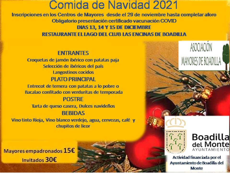 COMIDA DE NAVIDAD (POR CONFIRMAR: 13-14-15 DICIEMBRE 2021)